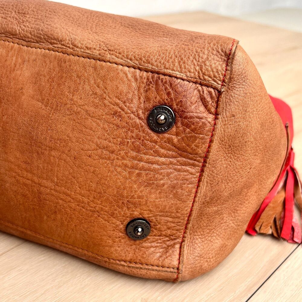 Salvador Bachiller Genuine Leather Cherry Red Callie Collection Satchel Purse - Picture 10 of 16